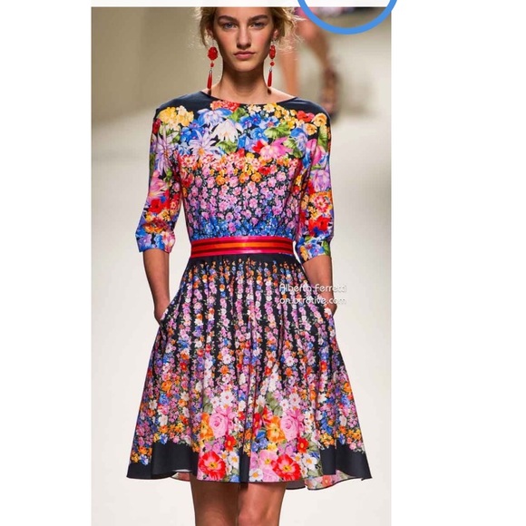 Alberto ferretti floral cocktail dress - Picture 2 of 4